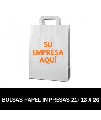 BOLSAS DE PAPEL IMPRESAS 21+13 X 26