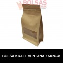 BOLSAS DE PAPEL KRAFT STANDUP RECTANGULAR CON BASE 16X26+8