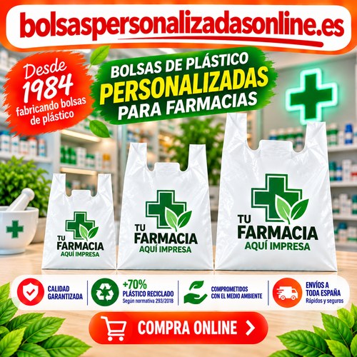 bolsas personalizadas para farmacia en modelo bolsa de plástico asa camiseta